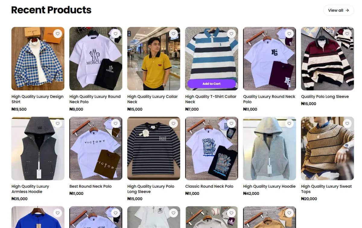 Vendcite ecommerce storefront with product catalog